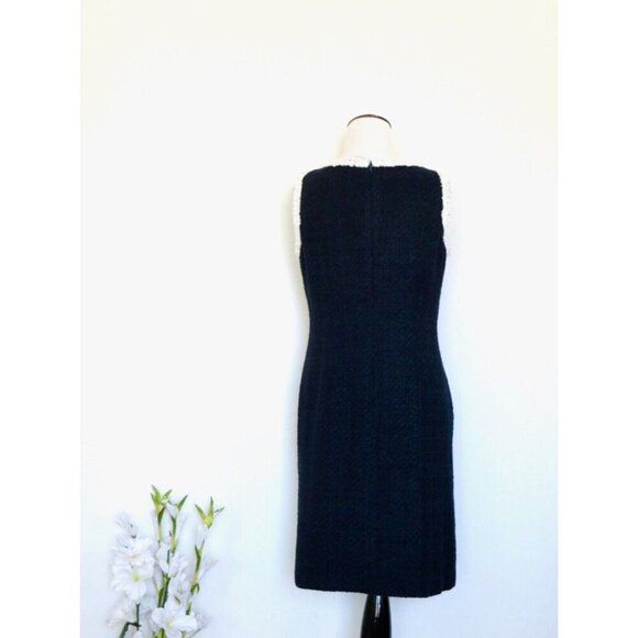 NEW! Talbots Ribbon Tweed Sheath Dress Sleeveless Career Chic Navy Blue SZ 4P - Picture 5 of 9
